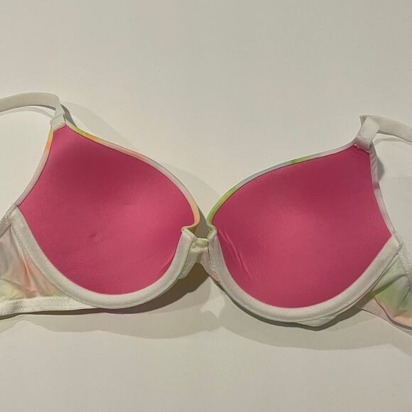 Victoria’s Secret PINK Push Up Bra Womens 32C White Tie Dye Wear Everywhere - Picture 4 of 5